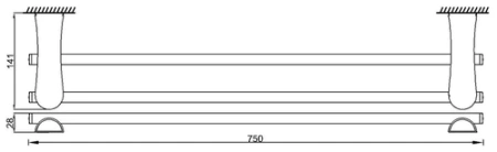 Полотенцедержатель двойной 70 см. RUSH Luson LU16532B